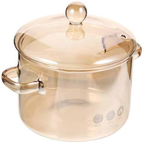 COLLBATH Pentola in Vetro Borosilicato Resistente al Calore Pentola per Stufati con Coperchio Facil Pulire Trasportare