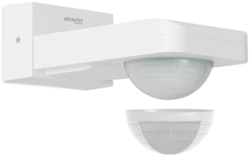 Oktaplex Tea Bewegungsmelder Aussen 360 Grad weiß | 9m schwenkbar IP65 Infrarot Bewegungssensor Aufputz 230V