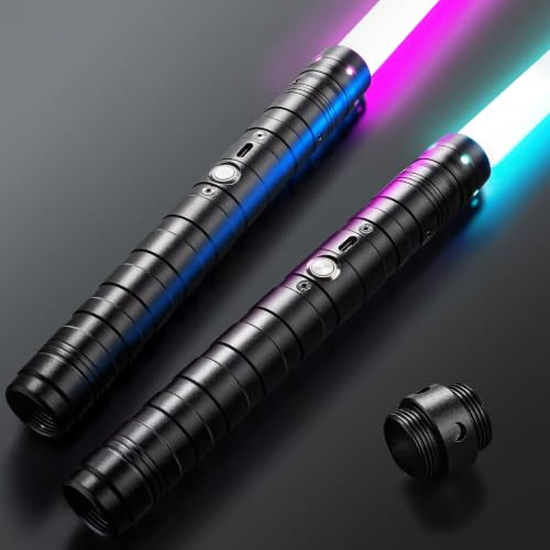 Yumuwind Light Sabers Adult 2 Pack RGB 15 Colors 78.5CM | 3 Model Voices, Lightsaber Sword Toys, Halloween Dress Up Parties, Xmas Gift