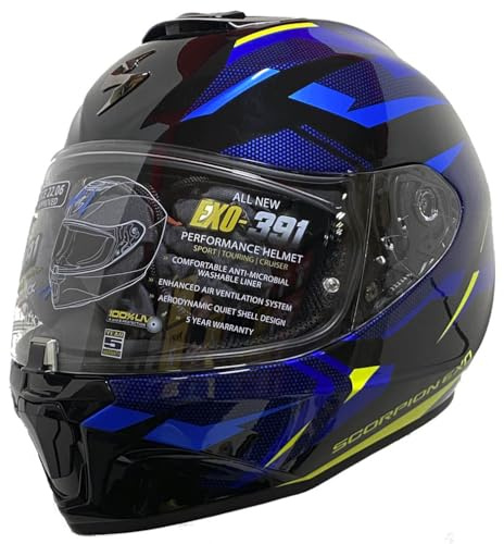 Scorpion Exo-391 Aaxo Azul | Casco de Moto Integral Unisex Hombre y Mujer Homologado ECE 22.06 (L)