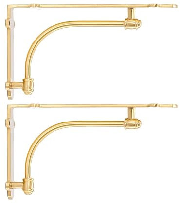 WZWZEN Regalhalterungen Aus Massivem Messing In Gold, Schwerlastwinkel Regalhalter, Einfach Zu Installierende Dreieckige Regalhalterungen, Rustikale Industrielle Wandregal