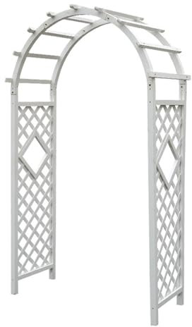 Pergola ad arco da giardino in legno per piante rampicanti all'aperto graticcio pergolato decorazione matrimonio bianco 140 x 225 cm