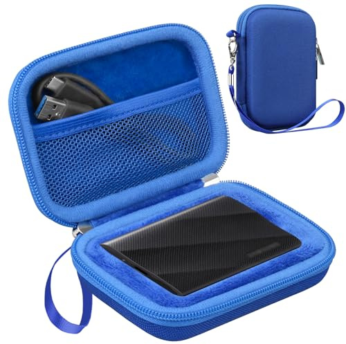 Lacdo Extern Hårddiskväska Skyddsfodral för Samsung T9 Portable Solid State Drives 1TB 2TB 4TB USB 3.2 External Hård EVA Vattentät Stötsäker Resväska, Blå
