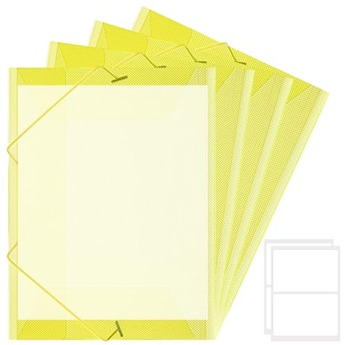 JIANTA Elastisk mapp A4, 4-pack plastmappar A4 med elastiska band, mappar för pappersarbete, dokumentplånböcker, arkivorganiserare