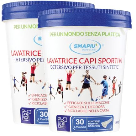 Smapiu Detersivo per Capi Sportivi, 30 Lavaggi, 2 x 500g, Detergente per Tessuti Sintetici - Amami BEAUTY