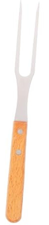HEALLILY Fourchette Barbecue Acier Inoxydable Dents Avec Manche Bois Épais Fourchette Service Viande Pour Cuisine Extérieure Grillades Camping