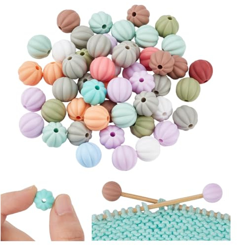 NBEADS 50 Stk. Laterne Stricknadel Stopper, Silikon-Stricknadelspitzen-Schützer Focal Perlen für Stifte Stitch Stoppers Supplies für DIY Handarbeiten, 12mm, Loch: 2mm