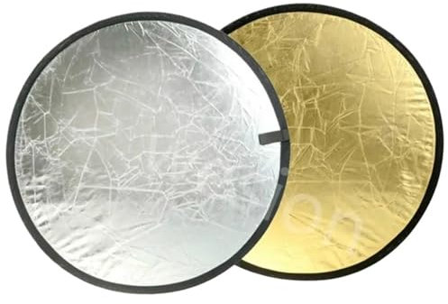 NJIEzhao Bärbar multihopfällbar 2-i-1 reflektor ljusplatta, lämplig för levande fotograferingsstudio, guld silver ljusreflektor