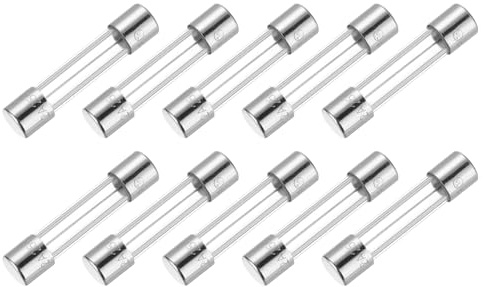 sourcing map Fusibile ritardato in vetro, 15 A, 250 V, 5 x 20 mm, omologato UL, fusibile ad azione lenta per elettrodomestici (confezione da 10)