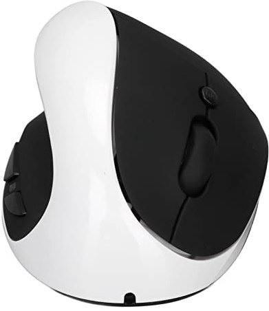RASTKY Vänster Vertikal Mus, Ergonomisk Laddningsbar Trådlös Mus Vänsterhänt Användare, 2,4 G med USB -adapter och 3 DPI -inställningar PC (Svartvit)