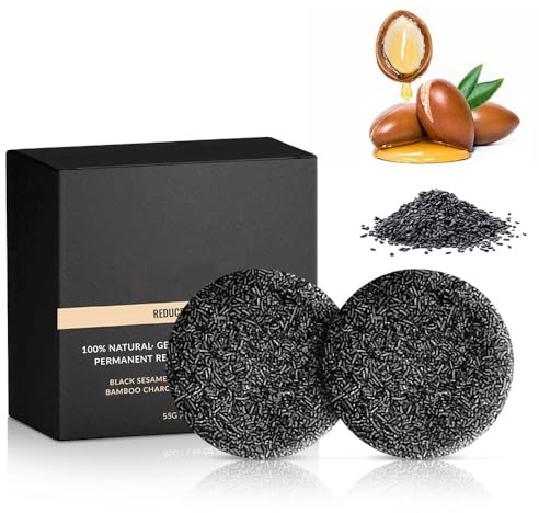 Jabón en barra para revertir las canas, champú en barra negro, para oscurecer el cabello y la barba, limpiar en profundidad y nutrir el cuero cabelludo, para hombres y mujeres,2PCS