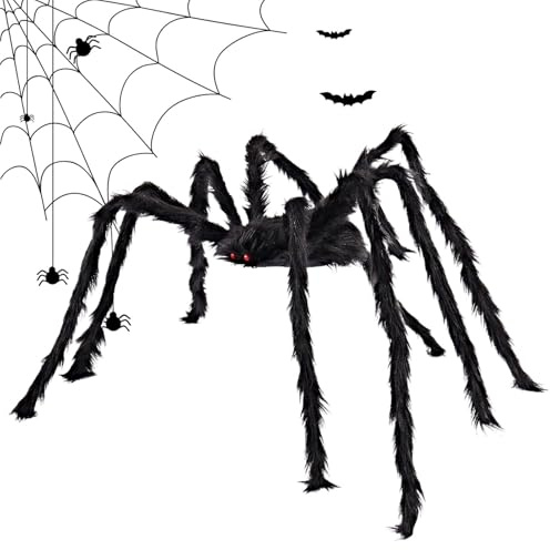 Ragno Gigante Halloween | Decorazione Ragno Halloween 200 Cm | Prop Peloso Raccapricciante Per Giardino Porta Patio Festa