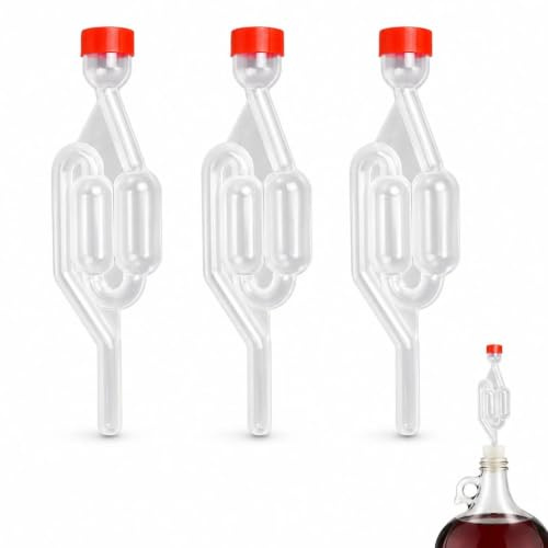 Juego de 3 esclusas de aire para elaboración casera – Tubos de fermentación y tapones de burbujas para hacer cerveza, vino, chucrut y encurtidos