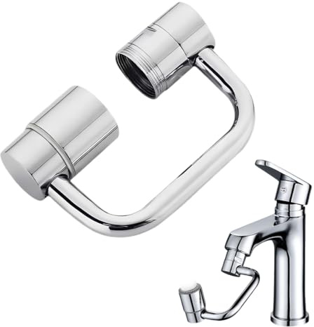 YUPZAR 1 Pezzi Aeratore per Rubinetto Girevole 1080°, Prolunga a u Universale Con 2 Modalità Acqua Anti-Schizzi, Aeratore Rubinetto Cucina per Lavello Cucina e Lavandino Bagno