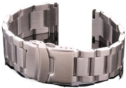 FYXT Rostfritt stål klockarmband kvinnor män metall klockarmband länkarmband 18mm 20mm 22mm 24mm tillbehör(Silver,20mm)
