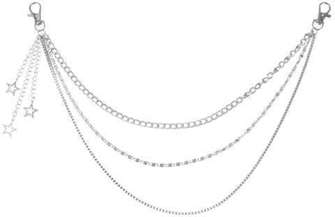 Mabor Silver Star Pants Chain, Metal Punk Wallet Chains