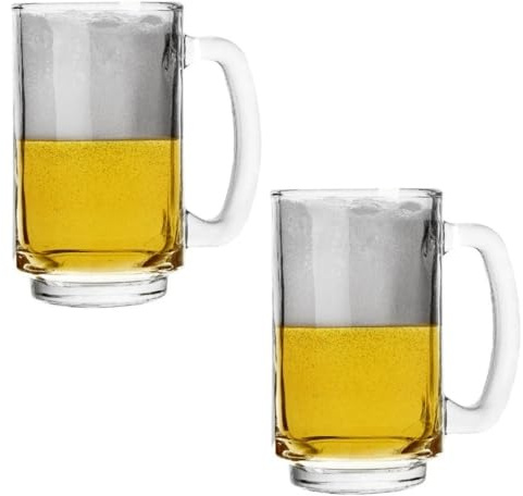 Set of 2 Half Pint Beer Glass Mugs 400ml – Classic Clear Lager, Cider & Ale Tankards – Durable Pub Style Drinking Glasses for Home, Bar & Club Use