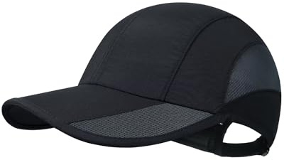 GADIEMKENSD Cappello da Corsa ad Asciugatura Rapida per Uomo, Berretto da Baseball Senza Struttura per Donna, Cappello Estivo UPF50+, Casquette Sportivo con Rete Traspirante per Tennis, Calcio, Nero