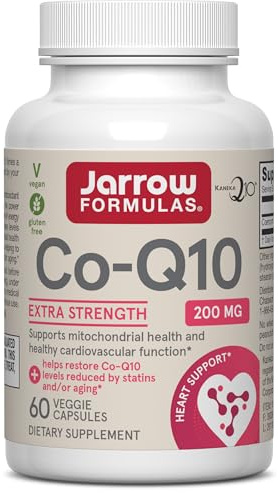 Jarrow Formulas® Co-Q10, 200 mg, Antioxidant Support for Mitochondrial Health, Cellular Energy Production and Healthy Cardiovascular Function, 60 Veggie Capsules, 60 Day Supply