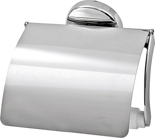 Fackelmann 86760 support de papier toilette, accessoire, porte papier toilette, distributeur papier toilette, rangement salle de bain, support papier toilette mural, Zinc, Chromé, 14 x 13 x 10 cm | Accès rapide au rouleau, Support mural gain de place, Acier gris, Format compact 14 x 13 x 10 cm, Collection Vision