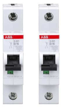 2 Stück ABB S201-B16 Leitungsschutzschalter 1-polig 16A Sicherungsautomat | B-Charakteristik Sicherung für Hutschienenmontage Schaltvermögen 6 kA professionelle Schraubklemme 2CDS251001R1165