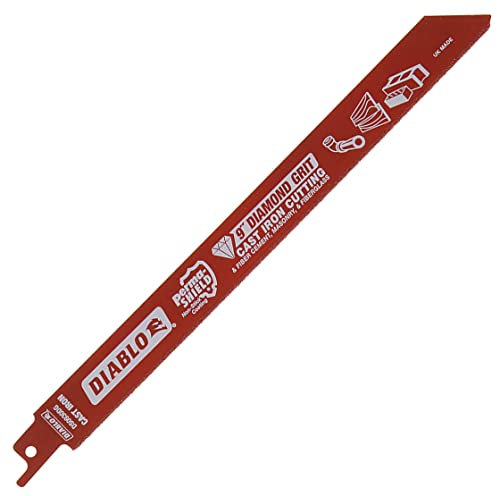 Diablo 9 Diamond Grit Reciprocating Saw Blade, Cuts Cast Iron, Masonry, Fiber Cement & Fiberglass - Thin Kerf, Reinforced Body, 6X Life - DS0930DGX