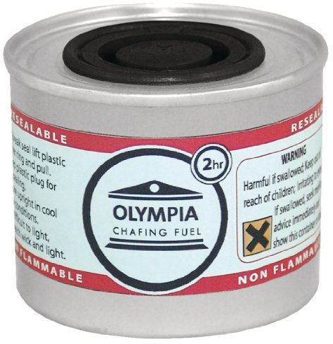 Olympia CB733 2-Hour Liquid Chafing Fuel Cans With Wicks (Pack of 12), Non-Hazardous Food Heating, Buffet Food Warmer Dish Burners, Easy Open Screw Top Lid, Cool Touch, turn cap anti-clockwise