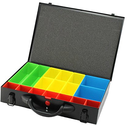 Metal Storage Screw Organiser Tool Box Compartment System Black Case Suit Fixing