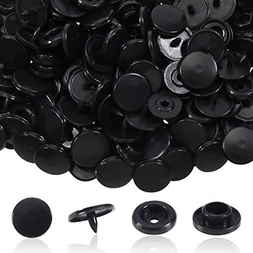 TOAOB T5 Kunststoff Druckknöpfe Nähfrei 12mm 500 Set Schwarz Buttons | Plastik Nähfrei Zubehöre für, Stoff alle Arten DIY Kleidung Accessoires