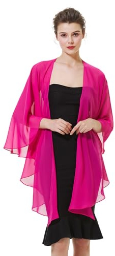 BEAUTELICATE Scialle Stola di Chiffon Donna Elegante Cerimonia Sciarpe Coprispalle Donna Estivo per Nozze Sposa Festa Matrimonio (Rosa,Taglia unica)