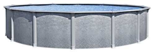 Lake Effect Pools 'Lifestyle' 12 ft Round Above Ground Swimming Pool | 54 Inch Resin Protected Steel Sided Walls | Bundle Includes: 25 Gauge Overlap Liner & Widemouth Skimmer