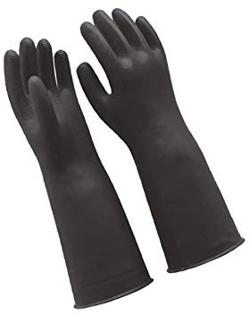 Tenlacum - Guanti Lunghi da 45-60 cm, in Lattice Naturale, con Impugnatura Antiscivolo, per Uso Domestico, Colore: Nero, Black 50cm