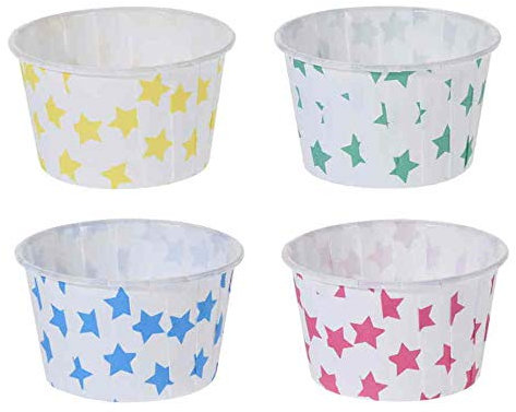 48 pirottini di carta stabili per muffin, cupcake, EIS, motivo bianco con stelle stampate in 4 colori