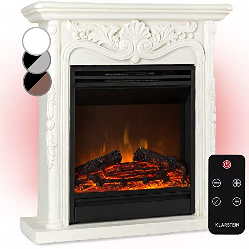 Klarstein Cheminée Electrique, Chauffage Electrique de 1800W, Cheminee avec Effet Flamme en LED et Bûches en Bois, Télécommande, Programmable, Minuterie, Contrôle Automatique de la Température