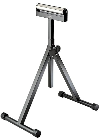 Self-Standing Adjustable Roller Stand w/Tapered Edge - Durable, Versatile Table Saw Support to Hold Wide, Long Woodworking Stock - Portable Wood Shop Equipment for Leveling, Infeed & Outfeed