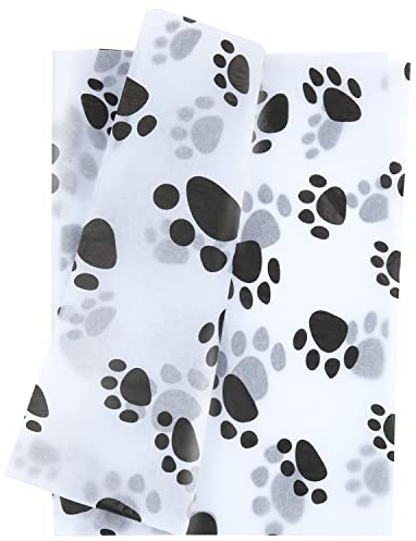 30stk Geschenkpapier Seidenpapier, 50x70cm Hundepfoten-Seidenpapier Seidenpapier zum Verpacken Lose zum Verpacken Weihnachten Hochzeit Geburtstagsfeier DIY-Kunsthandwerk (Weißer Hintergrund)