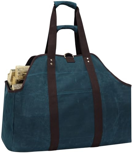 MYFIREPLACEDIRECT Sac fourre-tout en toile cirée, sac fourre-tout extra large durable avec poignées et bandoulière – Bleu foncé