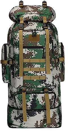 Rozhuhro Wanderrucksäcke Große Kapazität Rucksack 100L Reiserucksack Trekkingrucksäcke Herren Damen Outdoorrucksack Wasserdichter Camping Rucksäcke,Rainforest