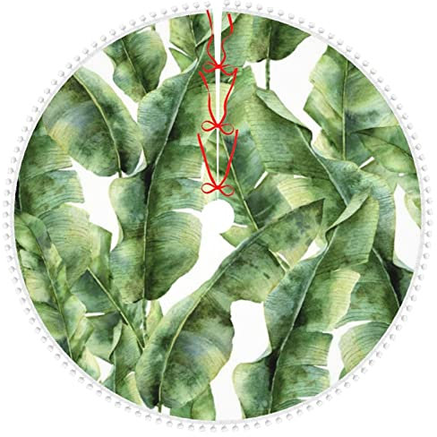 Aquarell Bananenpflanze gedruckt Weihnachtsbaum Rock 91,4 cm Weihnachtsbaum Rock Bauernhaus Weihnachtsdekorationen Baummatte für Urlaub Party Dekor für Zuhause Indoor Outdoor