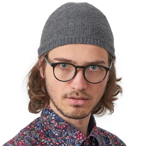 CHARM Herren Winter Mütze Kufi - Skull Cap Fisherman Beanie Hüte Islam Muslim Gebet Kappe Takke Namaz Aus Wolle Dunkel Grau XL