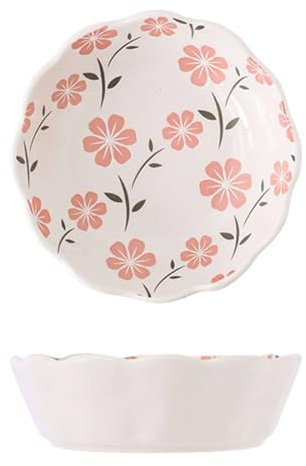 TYMYYS Small Round Baking Dish Set Of 2, Colorful Ceramic Casserole Dish, Round Ceramic Pie Plate-white-flower