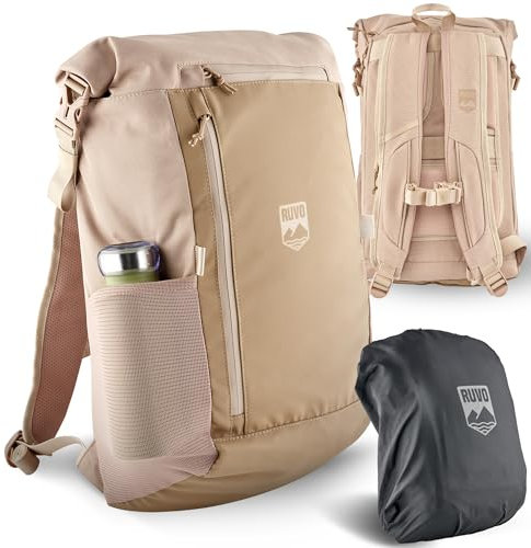 RUVO® Premium Rucksack I Rolltop Rucksack 26 Liter bis 34 Liter Stauraum, wasserfest & robuster Verarbeitung I Tagesrucksäcke für Arbeit, Reisen & Freizeit