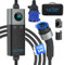 iLa Tech Mobile Wallbox 7kW Monofásico mit CEE Enchufe, EV Cargador 32A con 5 Metros Cable de Carga Tipo 2, Corriente Ajustable, LCD Display, IP66, Includos Soporte y Bolsa de Almacenamiento