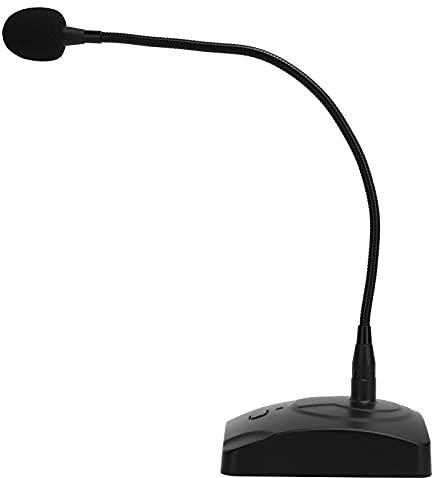 FLEXMAN Microphone à Col de Cygne, Microphone Capacitif de Bureau Réglable avec Base de Sortie Audio à 3 Broches Housse de pour les Réunions, Jeux Vocaux, Karaoké