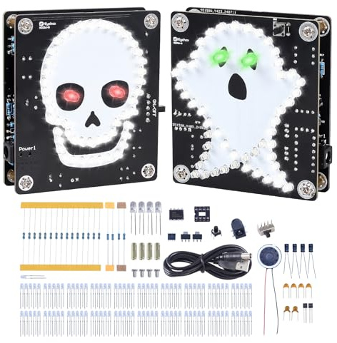PEMENOL löt set bausatz, Ghost LEDden Spooky Skull Pattern Halloween Dekoration Elektronik bausatz Gruseligen Geräuschen Löten Lern set Erwachsene Weihnachten Urlaubsgeschenk