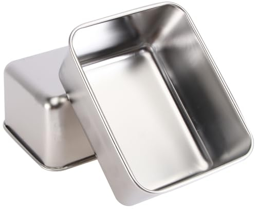 MAGICLULU 6 Piezas Caja Cuadrada De Acero Inoxidable Bandeja Para Servir Alimentos Con Tapas Molde Rectangular Para Pan Tostadora Horno Sartenes Bandejas De Frutas