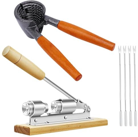 Mxshc Schiaccianoci, Strumento per schiacciare Noci | Pinze per Noci di Macadamia, Utensili manuali per nocciole,Set di pelapatate ergonomico e Riutilizzabile per Aprire Facilmente Noci, Noci Pecan,