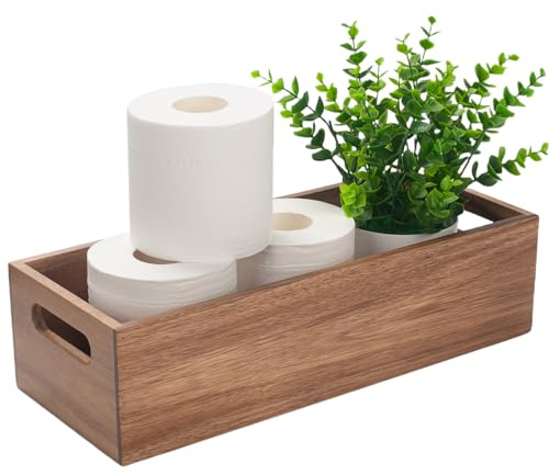 Badezimmer-Waschtisch-Tablett, Badezimmer-Tablett für Theke, Akazienholz, WC-Tank-Tablett für Organisation und Heimdekoration (38,1 x 15,2 x 10,2 cm)