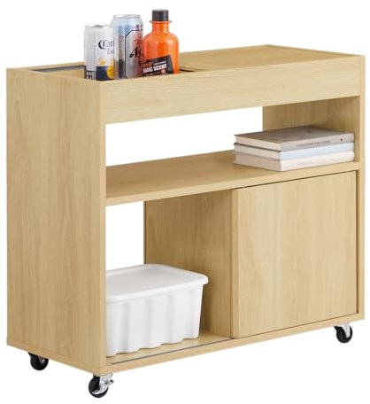 SoBuy Aktenschrankwagen Druckertisch Druckerständer Rollcontainer mit 4 Rollen Lagerschrank Schrank für Büro Natur BHT ca. 30x60x30cm FBT152-N