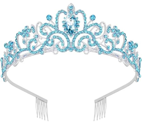 Blue Tiara Sparkle Strasssteine ​​Tiaras und Kronen für Frauen mit Kämmen Brauthaarzubehör Blaue Kronen für Frauen und Mädchen Party Dekorationen Geschenke